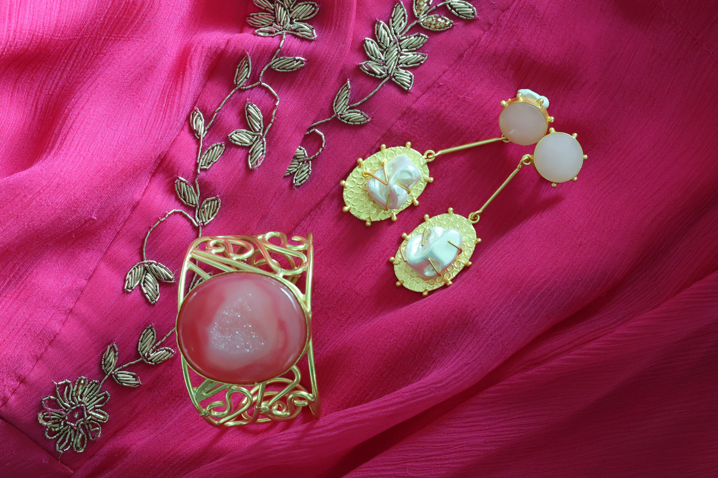 Pink and Shell Gold Drops