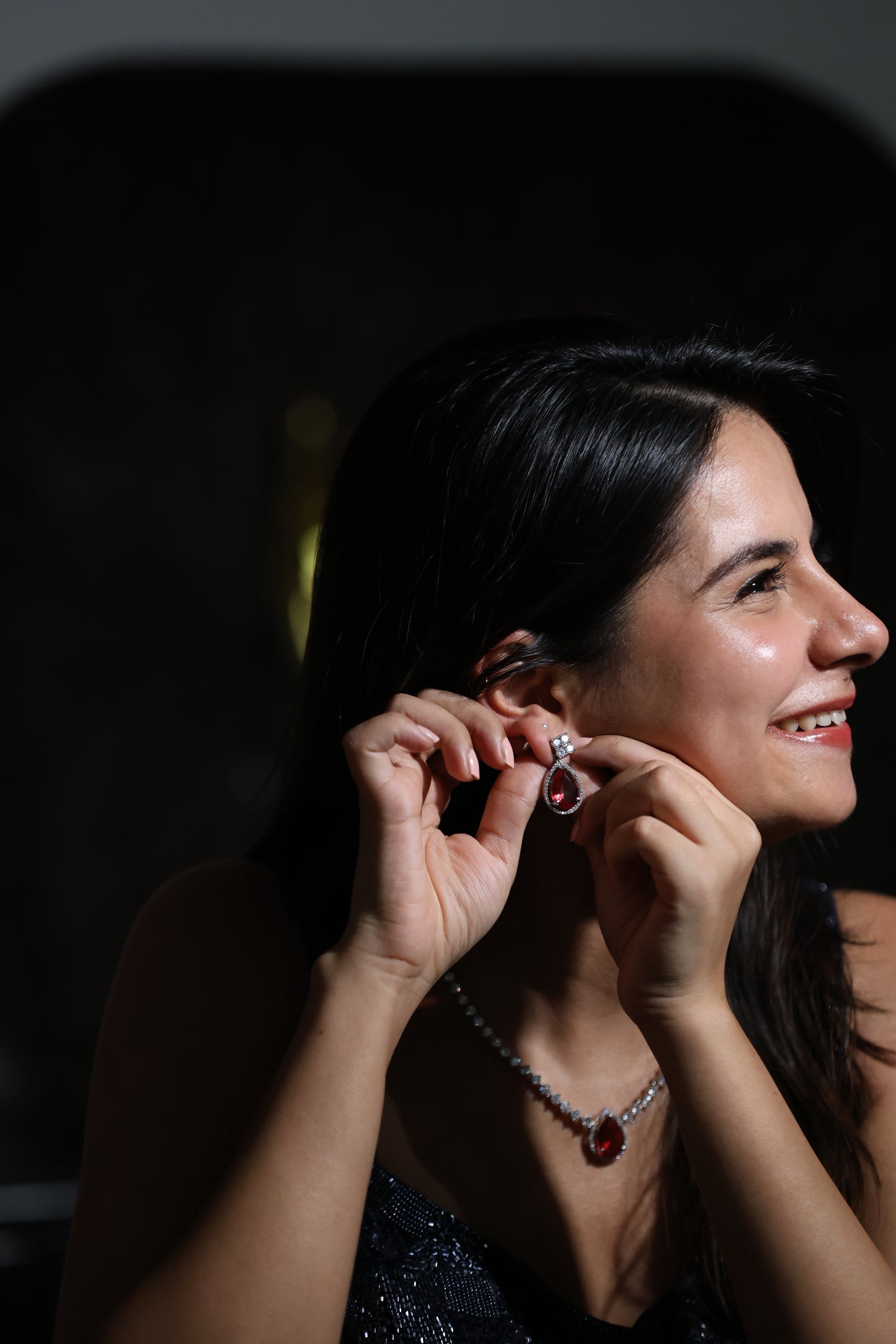 Lady in Red Necklace with earrings set