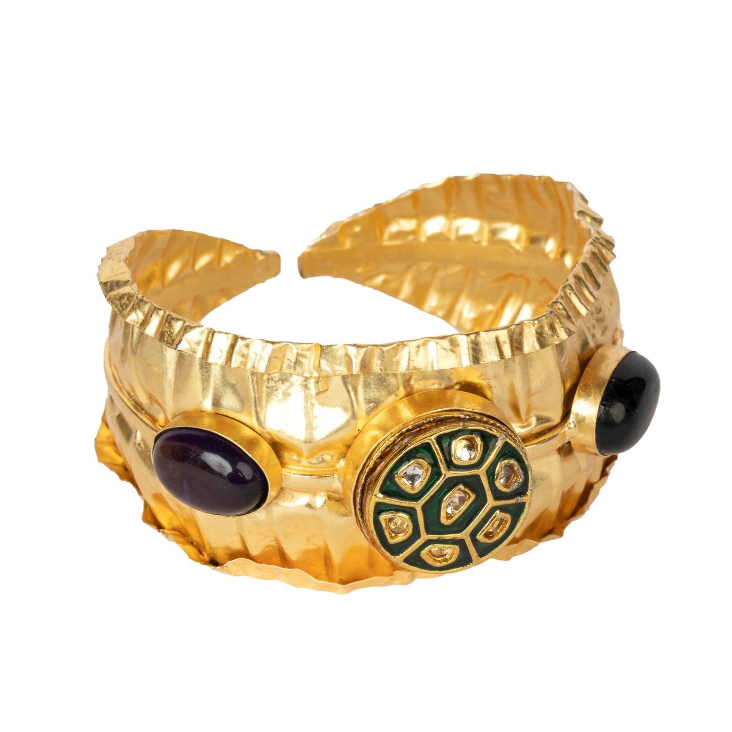 Rani Sahiba Polki and Blue Cuff Bracelet