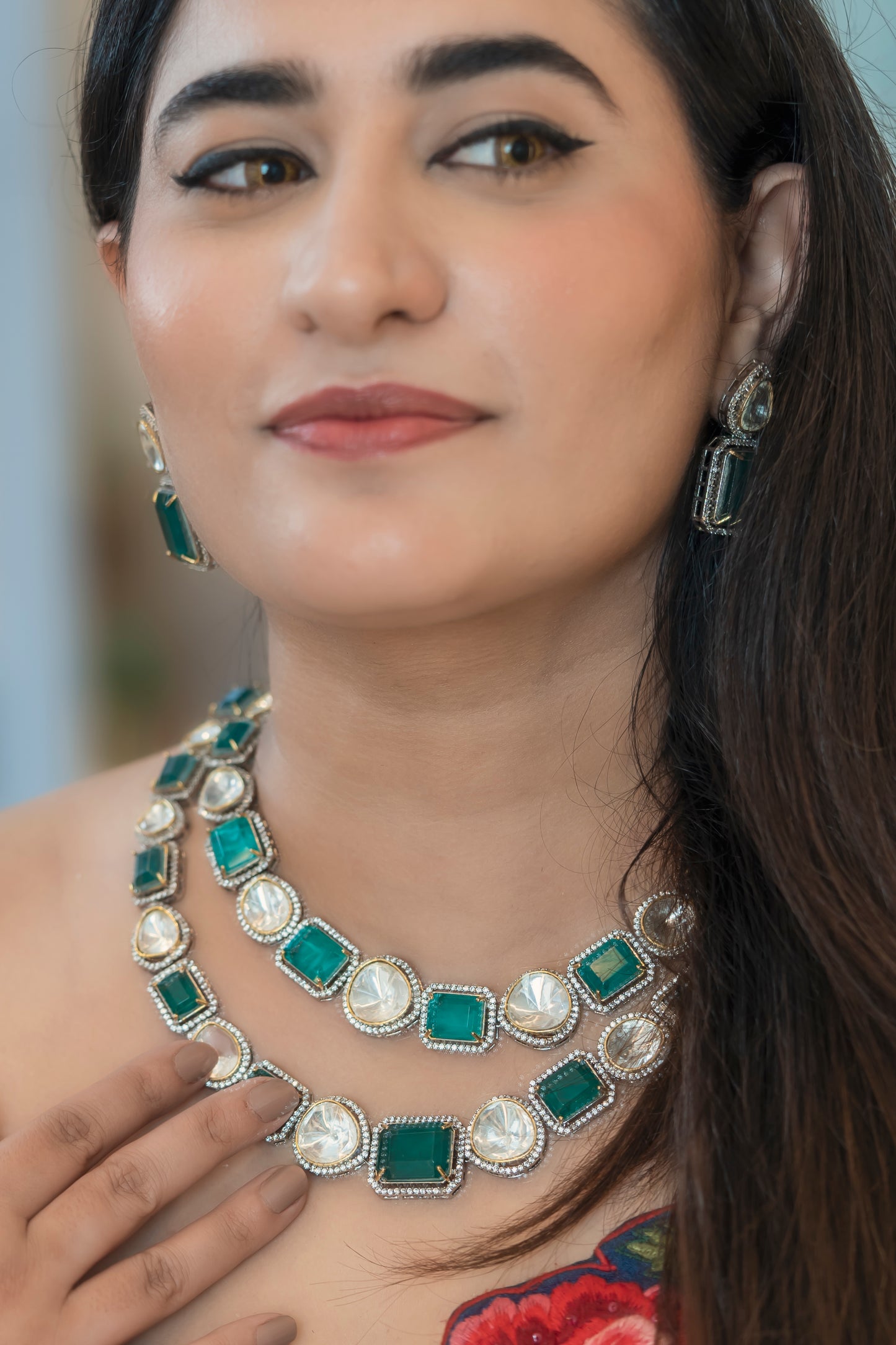 Bade Memsaab Double Layered Necklace and Earrings Set