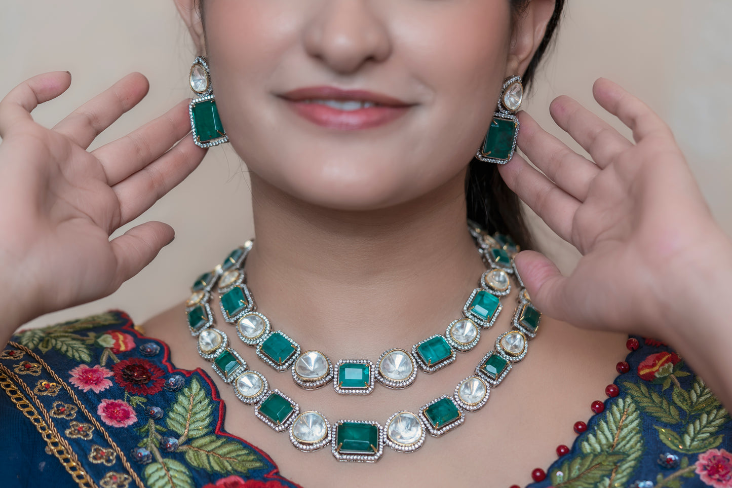 Bade Memsaab Double Layered Necklace and Earrings Set