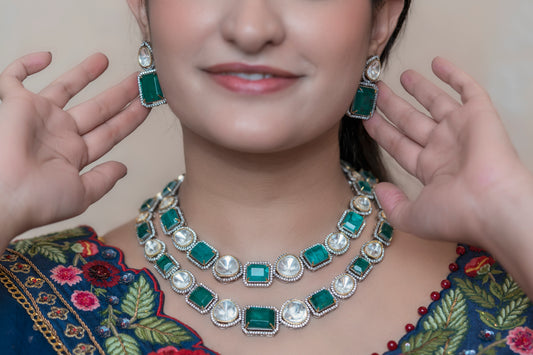 Bade Memsaab Double Layered Necklace and Earrings Set