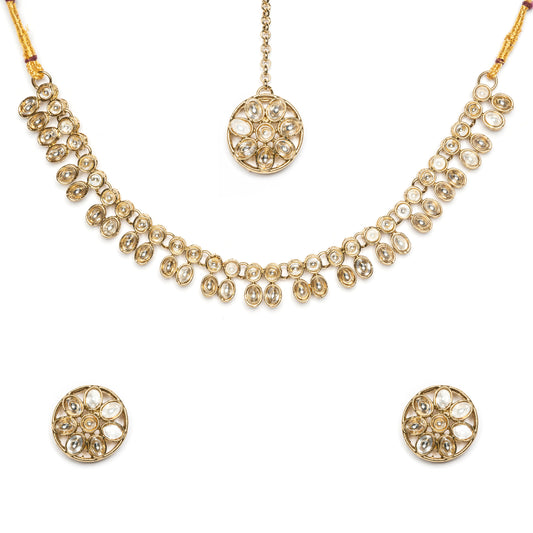 Madhubala Mala Set with Studs and Maang Tikka