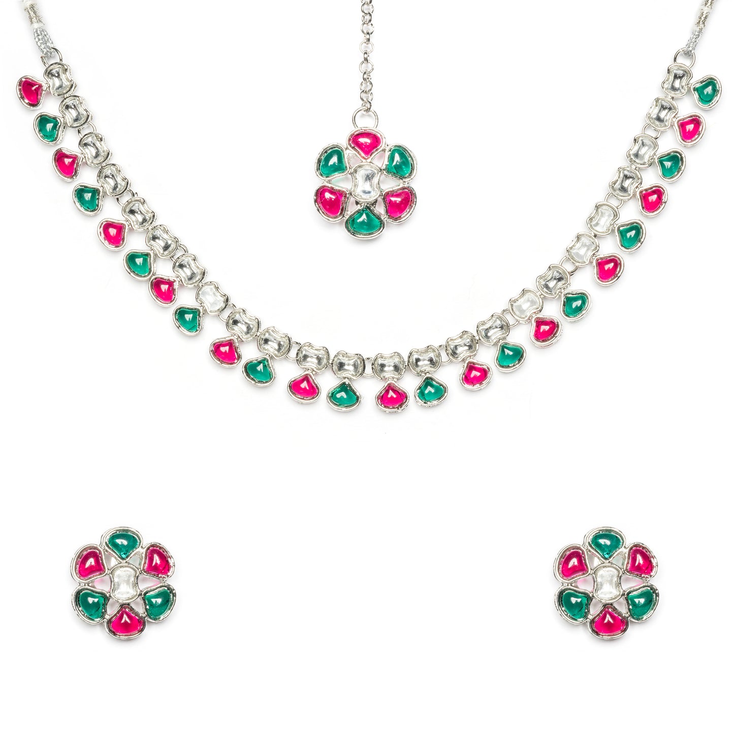 Madhubala Mala Set with Studs and Maang Tikka