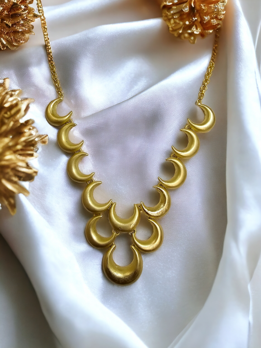 Crescent Moon Statement Gold Necklace