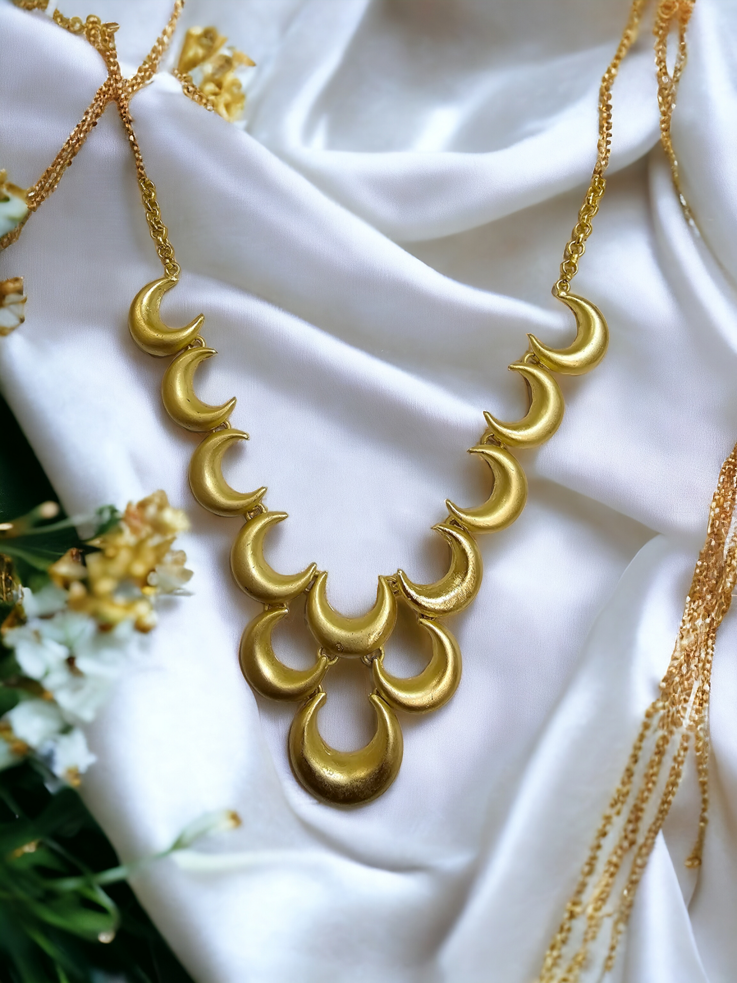 Crescent Moon Statement Gold Necklace