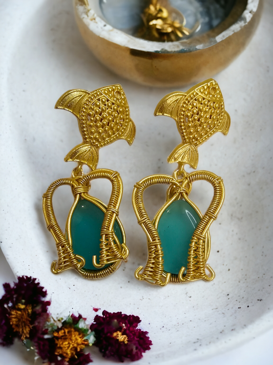 Ariel Gold and Turquoise Earrings