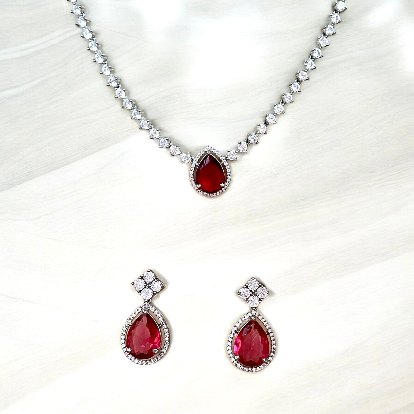 Lady in Red Necklace with earrings set